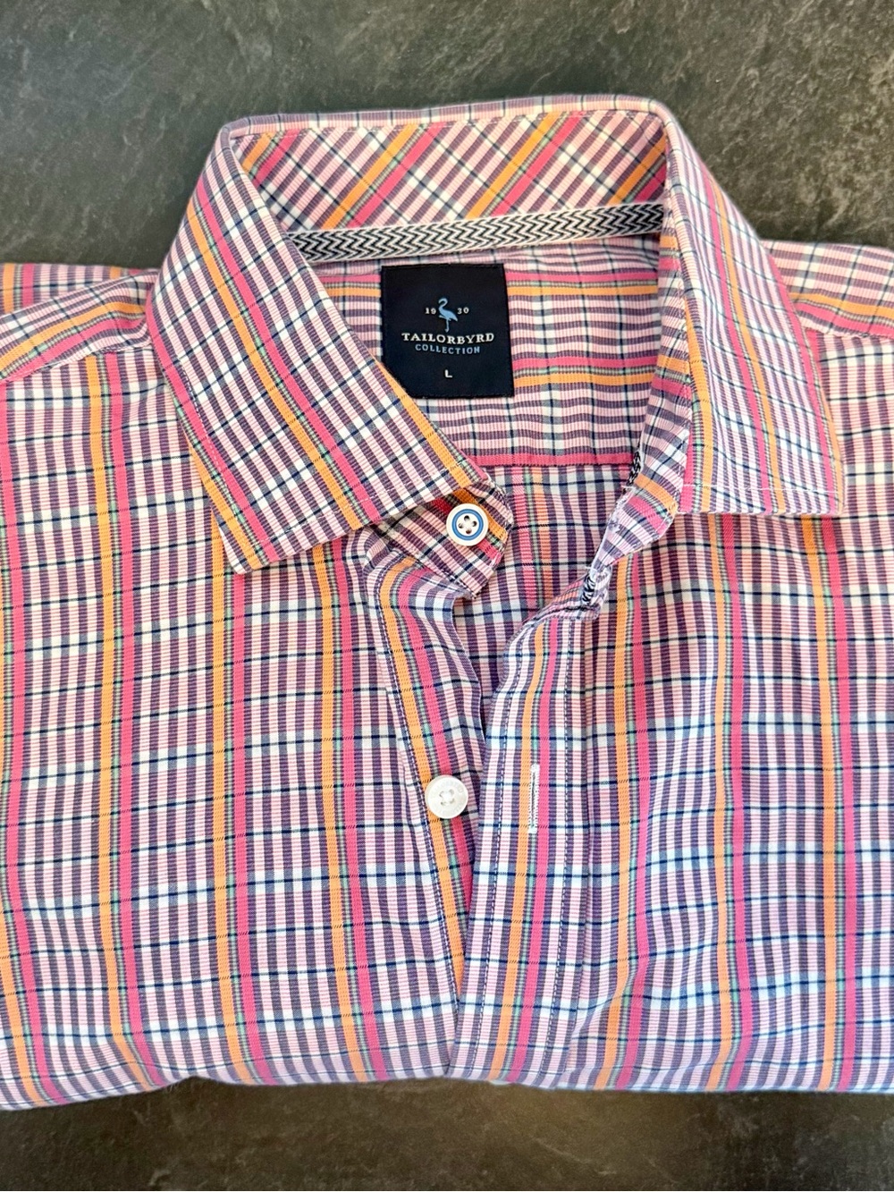Tailorbyrd Men’s Pink and Yellow Plaid Dress Shirt